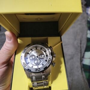 Invicta Silver and Black Chronograph Watch